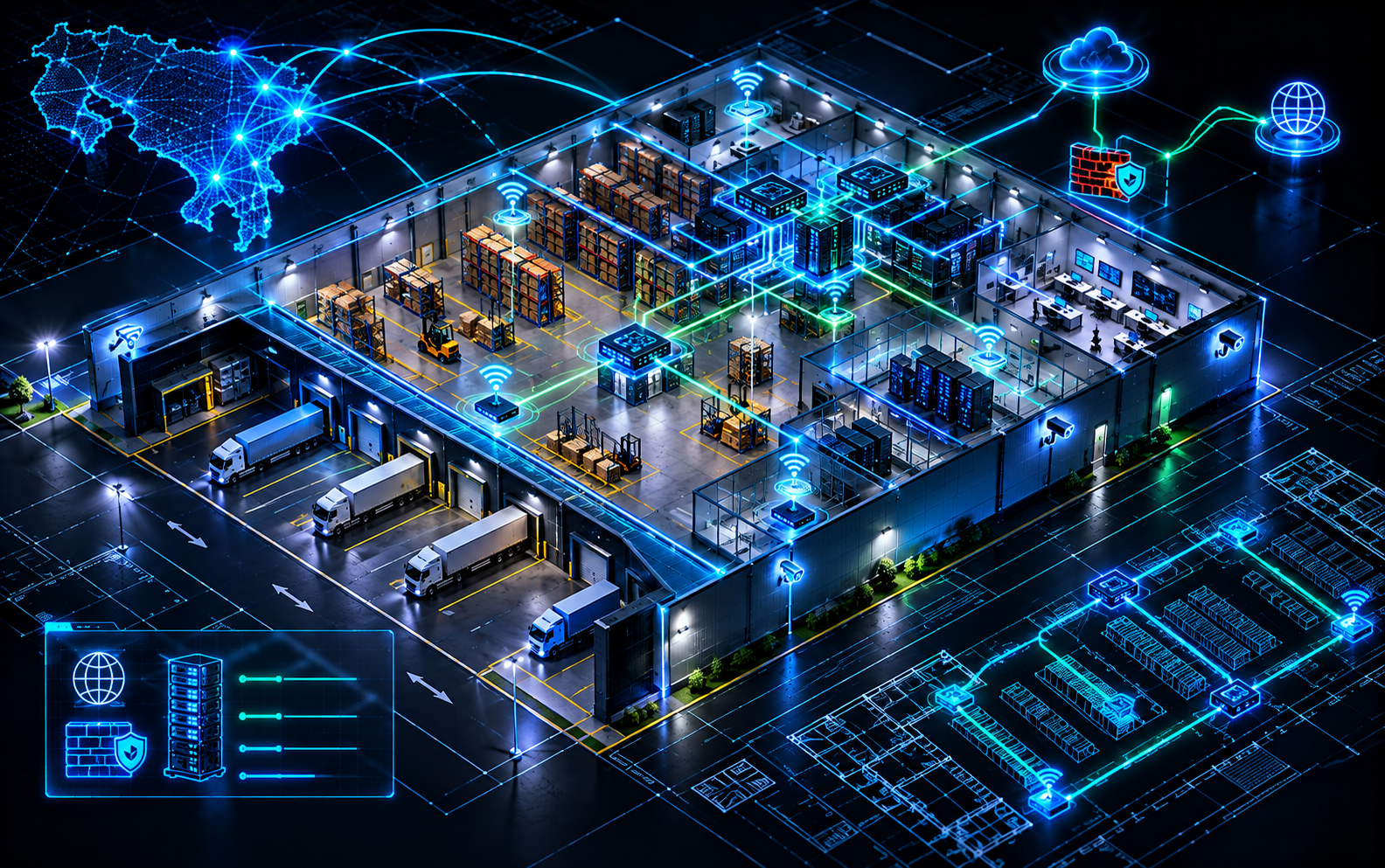 Free trade zone warehouse - Enterprise WiFi network deployment